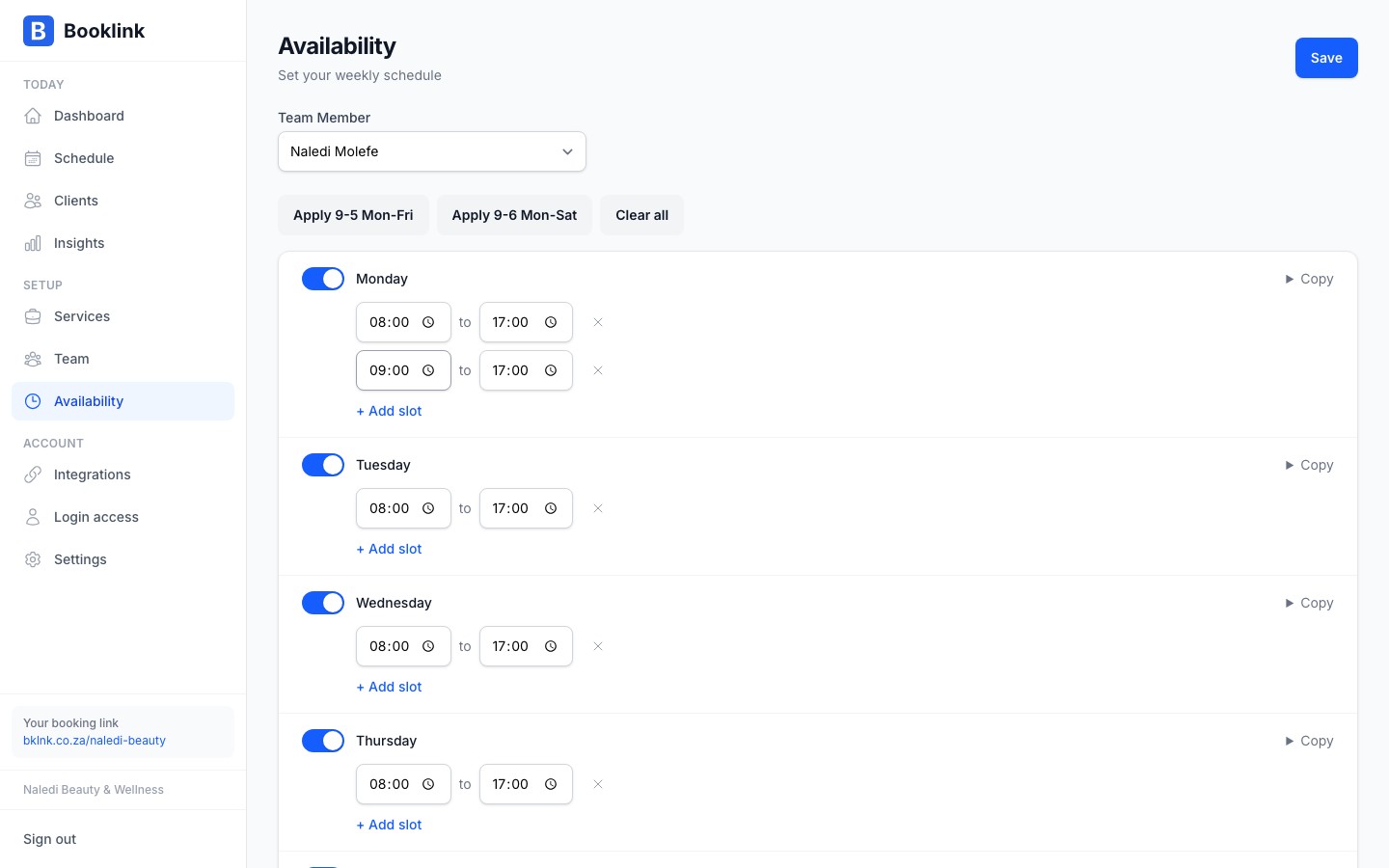availability add slot