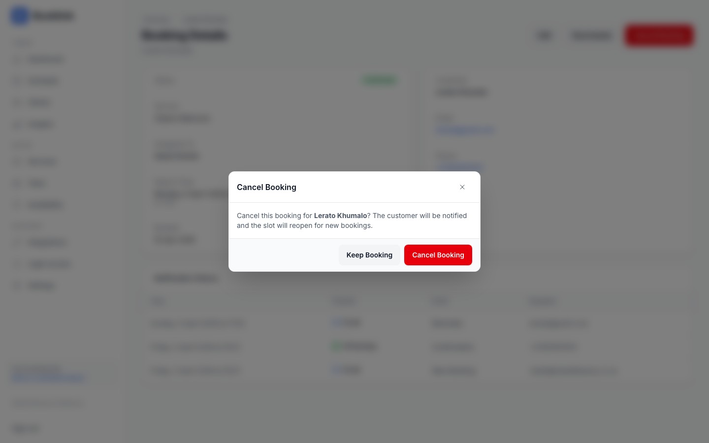bookings cancel modal