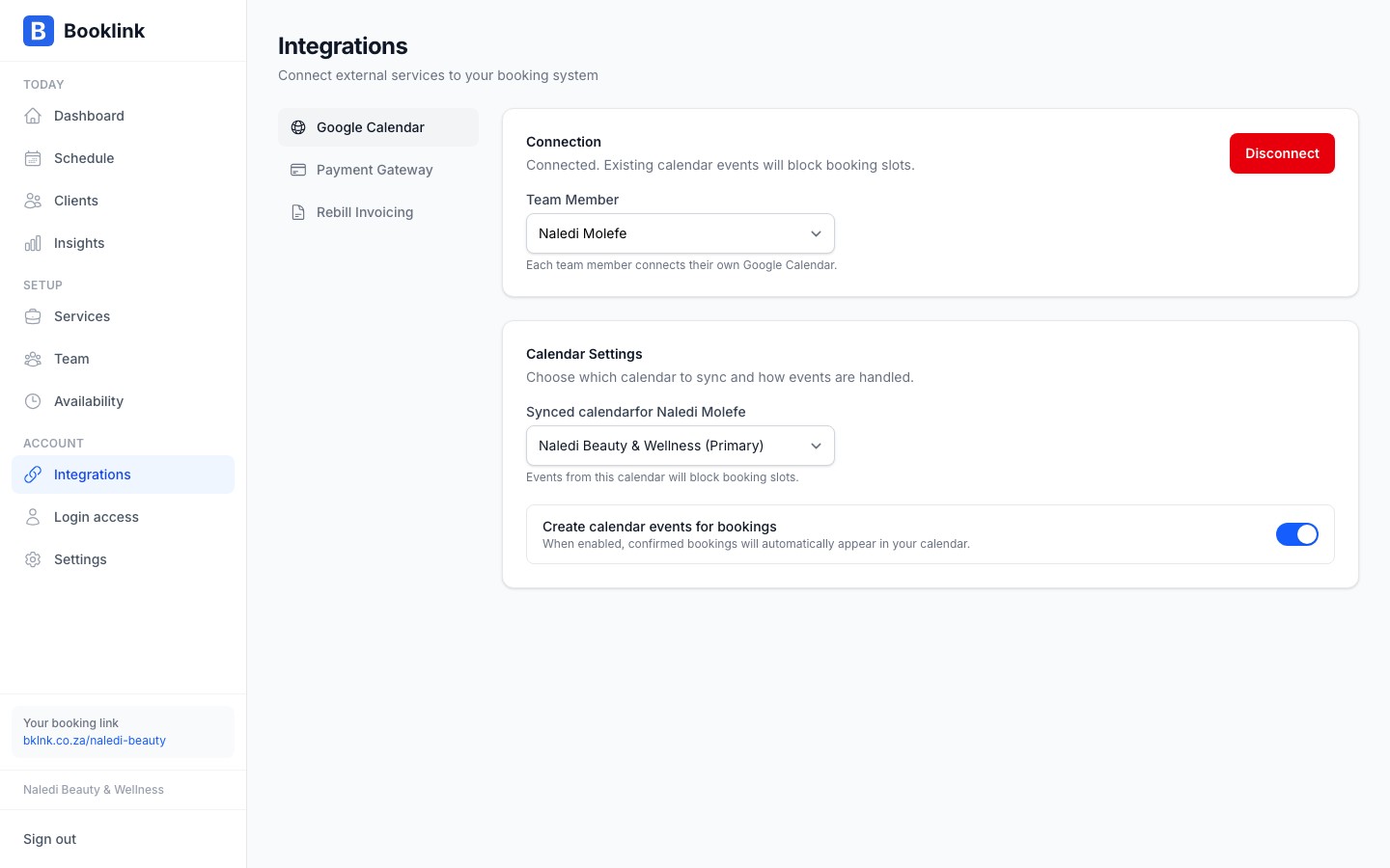 Toggle for creating Google Calendar events when bookings are confirmed