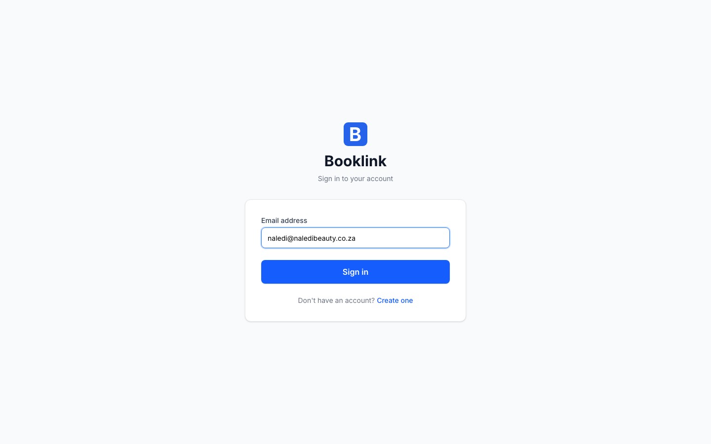 Login page with an email address typed in and ready to submit