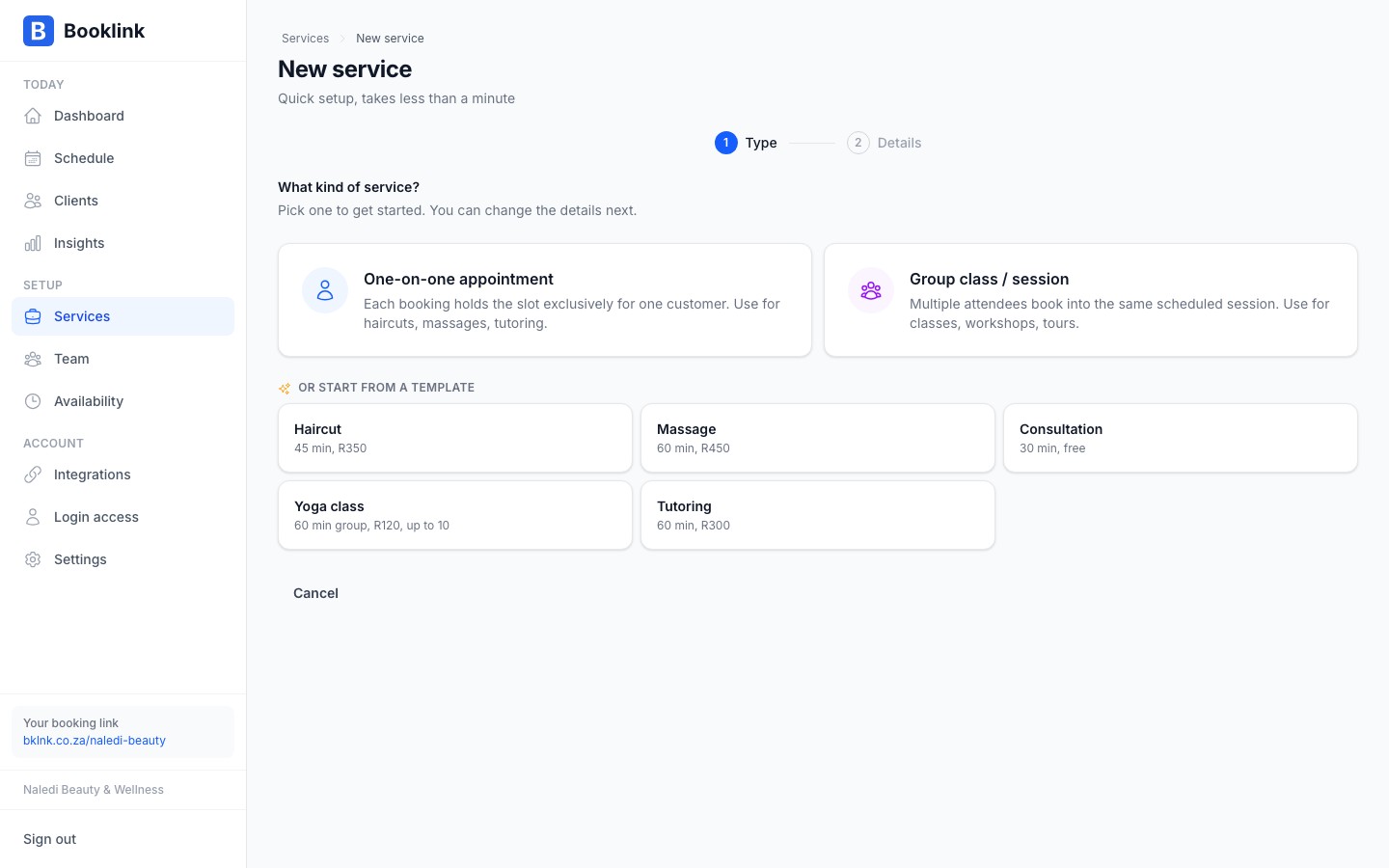 services add form filled